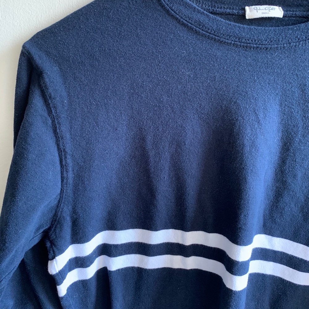 John Galt Navy + White Striped Cotton Long Sleeve - Picture 3 of 9